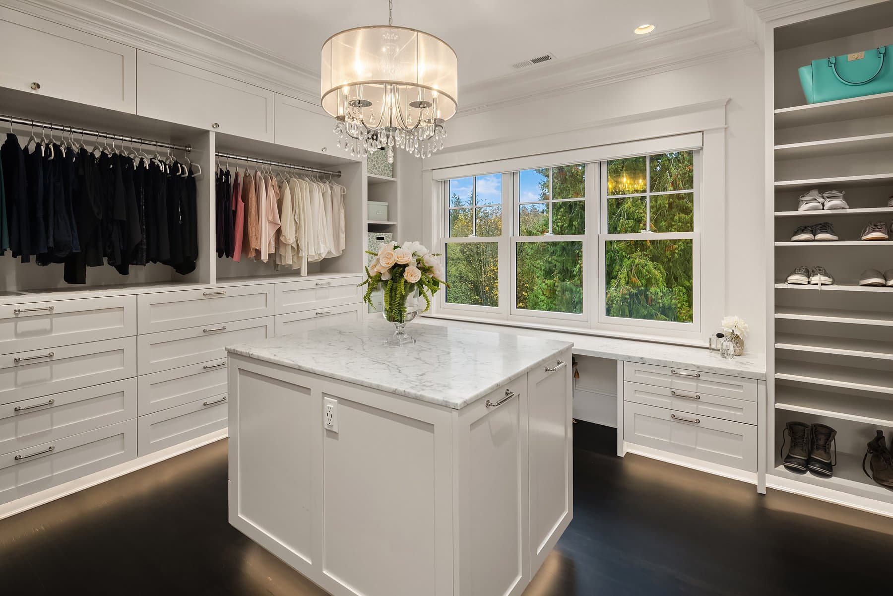 luxury snohomish home staging - primary walk in closet